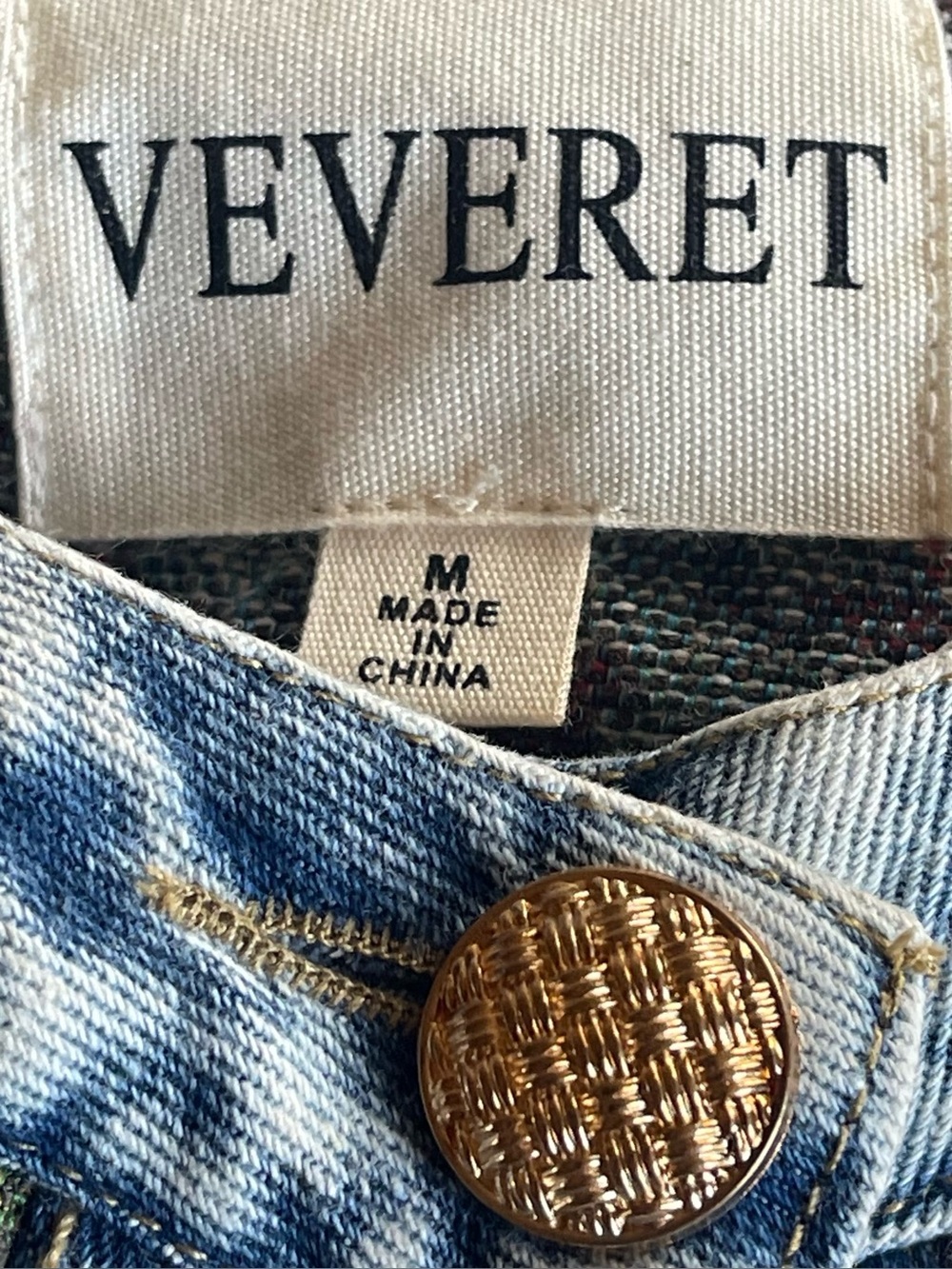 NEW VEVERET FLORAL TAPESTRY JACQUARD DENIM STATEMENT JACKET GOLD BUTTONS SIZE M - Picture 15 of 17